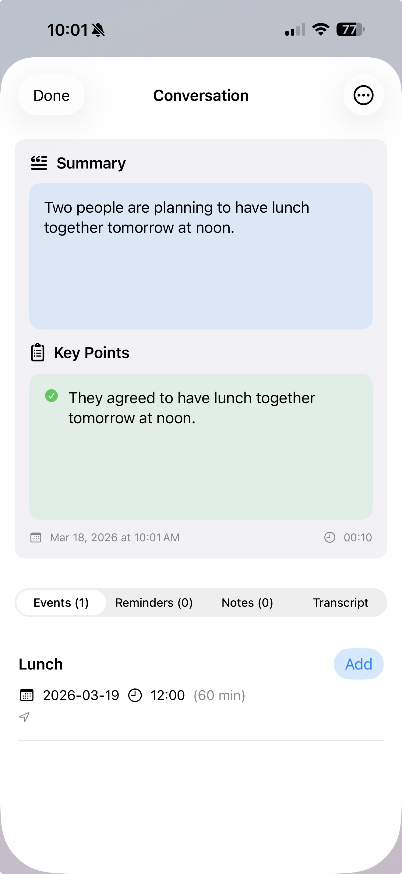 SAVI - Extract calendar events from conversations