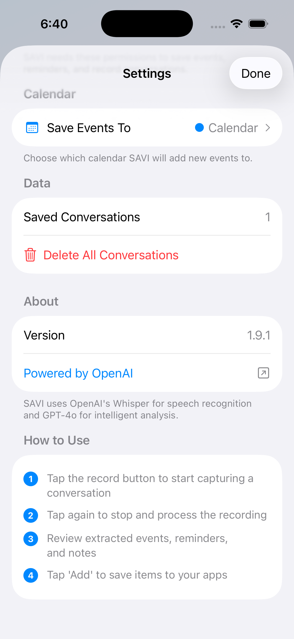 SAVI Integrations - Calendar and Reminders